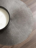 Kate and Laurel Engles Traditional Adjustable-Height Pedestal Side Table, 14 x 14 x 30, Metallic Black, Vintage Round Indoor Metal Plant Stand with Embossed Pattern for Use as Bedroom Nightstand