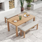 Wisteria Lane Aluminum Patio Dining Sets, 3 Pieces Patio Table Set, Outdoor Dining Table with 2 Bench, Outdoor Patio Dining Furniture Set with Removable Cushion for Lawn, Garden, Backyard, Brown