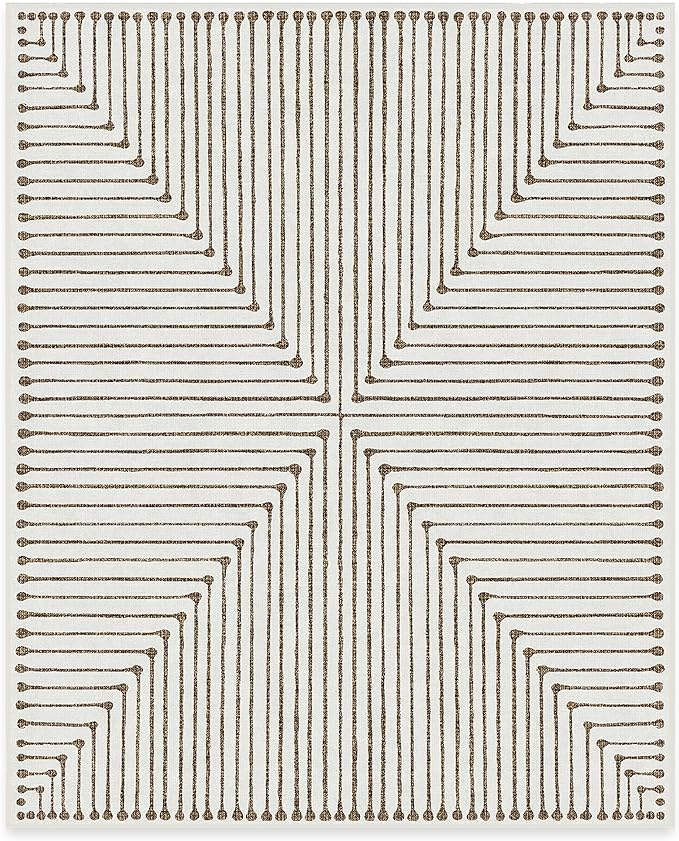 RUGGABLE x Jonathan Adler Machine Washable Modern Area Rug – Inkdrop Camel & Ivory 8x10, Stain-Resistant, Non-Slip – Large Rugs for Living Room, Bedroom, Hallway, Entryway & Office–with Standard Pad