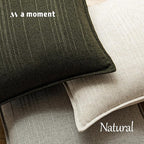 a moment Christmas Linen Pillow Covers Set of 2,Boho Farmhouse Throw Pillowcases Neutral Textured Decorative Covers for Couch Sofa,Soft Linen Blend Accent Case Cushion Home Decor 26"x26"Dark Green