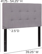 EMMA + OLIVER Quilted Tufted Twin Size Headboard in Light Gray Fabric