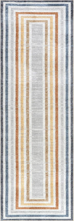 nuLOOM 2'6" x 10' Machine Washable Stain-Resistant Area Rug Low Profile for Living Room, Bedroom, and Dining Room, Alienor Multicolor