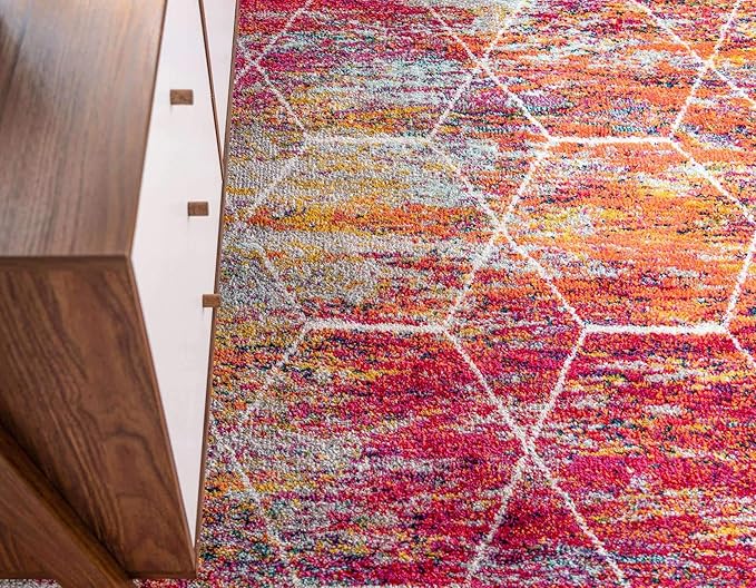 Unique Loom Trellis Frieze Collection Area Rug - Geometric (5' Octagon, Multi/ Ivory)