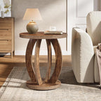 Tribesigns End Table, Round Side Table with Storage, Farmhouse Nightstand Bedside with Round Tabletop, Accent End Table for Living Room Bedroom Small Space, Wooden Accent Furniture (1, Dark Brown)