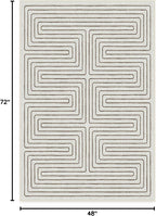 RUGGABLE x Jonathan Adler Machine Washable Modern Area Rug – Labyrinth Camel/Ivory 4x6, Stain-Resistant, Non-Slip – Medium Rugs for Living Room, Bedroom, Hallway, Entryway & Office–with Cushioned Pad
