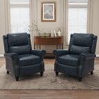 Lumibee Recliner Chair,Pushback Armchair for Small Spaces,Adjustable Backrest & Footrest Accent Chair in Comfy Fabric for Living Room, Bedroom-Navy Blue
