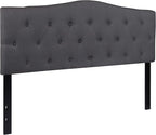 BizChair Arched Button Tufted Upholstered Queen Size Headboard in Dark Gray Fabric