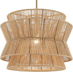 KICHLER Ophira 1-Light Pendant, Global Boho Light with Jute Shade in Champagne Bronze, Sloped Ceiling Compatible, for Kitchen or Foyer (16.75" x 22"), 52734CPZ
