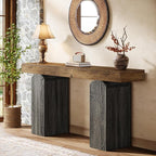 Tribesigns 63" Long Entryway Table, Farmhouse Console Table with 2 Arched Pedestal Legs, Wooden Sofa Console Behind The Couch for Entrance, Hallway, Living Room (Vintage Brown & Grey)