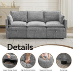 80" Cloud Modular 3 Seater Sofa with Storage, Modern Upholstered Storage Sofa Couch Deep Seat, Sectional Sofa Chenille Comfy Couch with Armrests for Living Room, Small Space, Light Grey