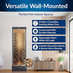 Alpine Corporation | 72"H Indoor/Outdoor Mirror Waterfall Floor Fountain — LED Lights & River Stones — Elegant Bronze Finish for Home, Office, Patio & Entryway Décor