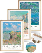 HesenDot Claude Monet Framed Wall Art,12x16in High Framed Canvas Prints, Impressionism Landscape Painting Poster Wall Decor,Vintage Home Decoration for Living Room Bedroom Gallery Office,Set of 3