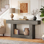 Tribesigns 63-Inch Long Console Table, 2-Tier Entryway Table Sofa Table with Storage, Farmhouse Wood Behind Couch Table for Living Room, Hallway, Rustic Gray