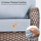 Luxury 6" Outdoor Cushions for Patio Furniture, 24x24x6" Thick Seat Cushion Set of 2, Fade Resistant Couch Chair Replacement Cushions High Density Wicker Chair Cushion w/ Removable Cover Baby Blue