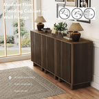 Sideboard Buffet Cabinet with Storage, Walnut Freestanding Floor Cabinet Farmhouse Sideboard with 2 Fluted Doors Wooden Hallway Cabinet Media Console Table Credenza for Living Room Dining Room, 2PCS