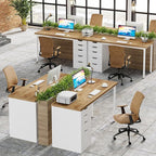 Tribesigns Computer Desk with 5 Drawers, 47 inches Rustic Brown Home Office Desk with Storage, Modern Simple Laptop Desk Study Writing Table for Small Spaces (1, Walnut+White)