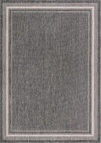 Unique Loom Outdoor Border Collection Area Rug - Soft Border (10' x 14' 1" Rectangle, Black/ Ivory)