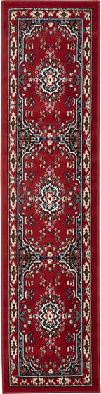 Home Dynamix Premium Sakarya Traditional Medallion Border Area Rug, Claret, 1'9"x7'2" Runner