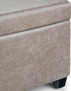 SIMPLIHOME Avalon 48 inch Wide Contemporary Rectangle Storage Ottoman Bench in Distressed Grey Taupe Vegan Faux Leather, Assembled, for the Living Room, Entryway and Family Room