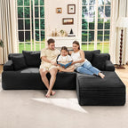 Hobestluk Modular Sectional Couch Sofa, 108" Boneless Couches for Living Room, Memory Foam Sectional Couch with Oversized Chaise,L-Shape Couches (Black, Right Facing)