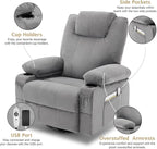 Oversized Swivel Rocker Recliner Sofa Chair with Heat and Massage, Large Big Recliner for Living Room, 360 Degree Swivel Rocking Single Sofa with Cup Holders and USB Port(Fabric, Cloud Grey)