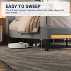 Allewie Upholstered Full Size Platform Bed Frame with LED Light and Charging Station, Button Tufted High Headboard, Wingback Design, Noise Free, Easy Assembly, No Box Spring Needed, Grey