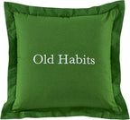 kate spade new york Old Habits, New Tricks Reversible Decorative Pillow for Bed or Sofa, Cotton and Linen Cover Throw Pillow, 18 x 18, Green