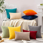 GAWAMAY Decorative Square Throw Pillow Covers 22"x22" Inch Set of 2, Super Soft Chenille Pillows Farmhouse Fall Pillowcase for Living Room Bedroom Sofa Couch Cushion Cover Teal 55x55cm (No Insert)