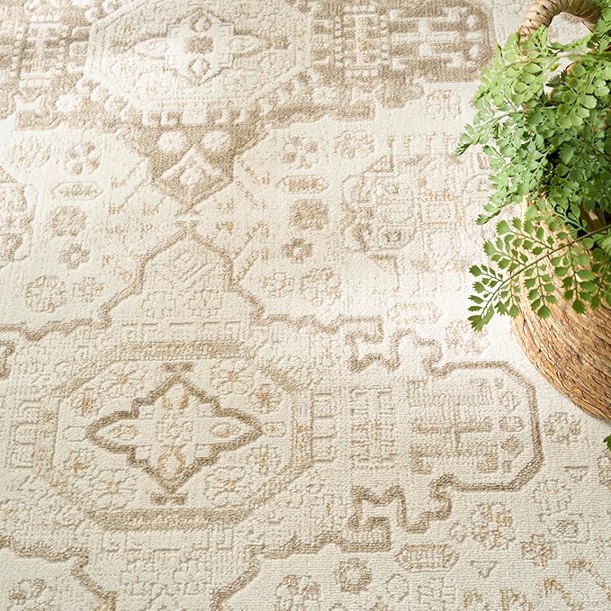 Nourison Home Pardis Ivory Beige 4' x 6' Area Rug - Easy Clean, Non Shedding, Bed Room, Living Room, Dining Room, Kitchen (4' x 6')