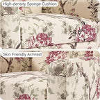 Accent Chair, Modern Linen Blend Arm Chair for Living Room, Bedroom, Comfy High-Resilient Sponge Reading Chair for Small Spaces (Pattern Red Floral, Set of 1)