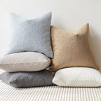 Foindtower Pack of 2 Modern Textured Boucle Throw Pillow Covers Accent Solid Decorative Pillow Cases Cozy Woven Couch Cushion Case for Chair Sofa Bed Living Room Home Decor, 22 x 22 Inch, Light Blue