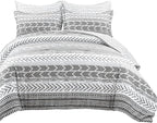 Lush Decor Hygge Geo Reversible 5 Piece Comforter Set, Full/Queen, Black & White