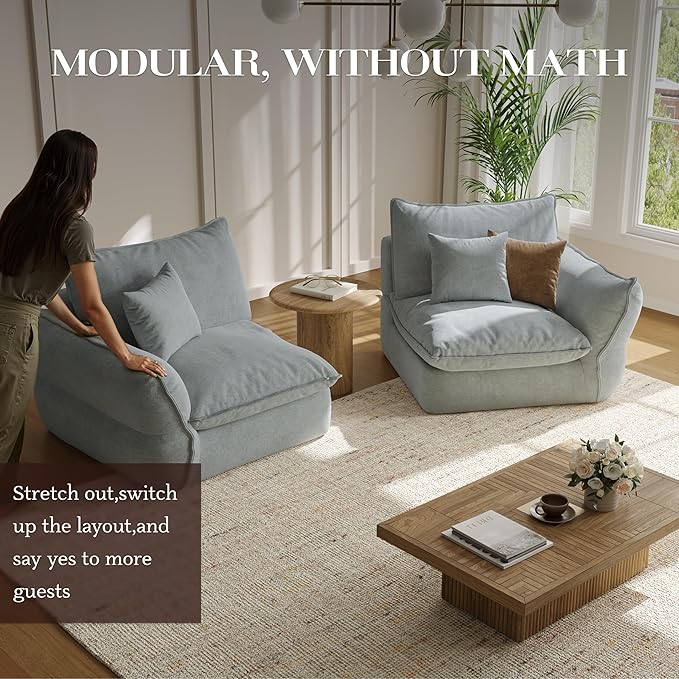 81'' Down Blend Loveseat, Deep Seat Cloud Sofa with Feather-Filled Cushions, Ultra Soft Sink-in Comfort Couch for Living Room, Modern Oversized Sofa – Sky Fog Blue