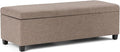SIMPLIHOME Avalon 48 inch Wide Contemporary Rectangle Storage Ottoman Bench in Fawn Brown Linen Look Fabric, Assembled, for the Living Room, Entryway and Family Room