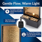 Alpine Corporation | 72"H Indoor/Outdoor Mirror Waterfall Floor Fountain — LED Lights & River Stones — Elegant Bronze Finish for Home, Office, Patio & Entryway Décor