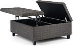 SIMPLIHOME Harrison 36 inch Wide Transitional Square Coffee Table Storage Ottoman in Ebony Tweed Look Fabric, Assembled, For the Living Room and Bedroom