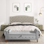 King Headboard Only, Upholstered Headboard King for Adjustable Bed Linen Tufted Calking Size Wall Mounted Head Board with Solid Wood Legs Head Board, Linen