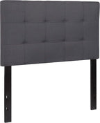 EMMA + OLIVER Quilted Tufted Upholstered Twin Size Headboard in Dark Gray Fabric