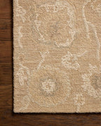 Loloi Chris Loves Julia Dorothea Collection DRT-01 Sand/Pebble 8'-6" x 11'-6" Area Rug Wool Neutral Floral Living Room Bedroom Carpet