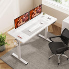 Adjustable Stand Up Desk with Memory Preset, 55 x 24 Inch Standing Desks Electric Desk for Home Office with Splice Board (White)