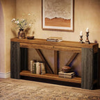 Tribesigns 70.9" Extra Long Entry Table, Farmhouse Wood Console Table with Storage, Modern Accent Sofa Table Behind Couch Foyer Tables for Entryway, Living Room, Entrance, Rustic Brwon