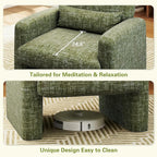 LSSPAID Modern Accent Chairs, Chenille Fabric Armchairs for Living Room, Comfy Upholstered Leisure Single Sofa Chair with Lumbar Pillow for Bedroom, Balcony, Office (Green, Set of 1)