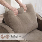 Accent Chair for Living Room, Mid Century Modern Reading Chair for Bedroom, Upholstered Armchair with Side Pockets, Comfy Single Sofa Side Chair for Office, Apartment, Small Room, Brown