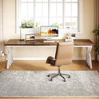 LITTLE TREE 78.7 Inch Large Executive Desk, Modern Computer Office Desk, Wooden Writing Desk Study Table for Home Office, Rustic Brown-White