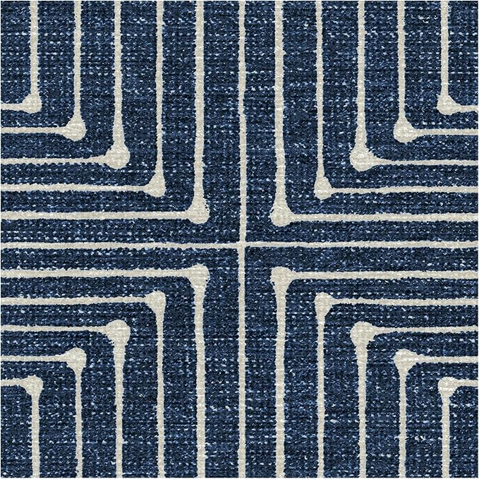 RUGGABLE x Jonathan Adler Machine Washable Modern Runner Rug – Inkdrop Lapis Blue 2.5x10, Stain-Resistant, Non-Slip – Washable Rug for Hallway, Entryway, Living Room & Kitchen–with Cushioned Pad