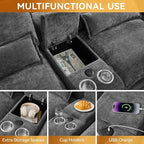 125'' U Shaped Cloud Modular Sofa with Chaise Lounges, Chenille Upholstered Comfy Sectional Couch with Storage Console, USB Charging Ports & Cup Holders, Modern Deep Seat Sofa for Living Room, Grey