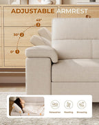 88.97" Modern Couches for Living Room, Deep Seat Sofa with 8”Cushion, Comfy 2-Seater Chenille Loveseat Sofa with Convertible Armrest, Removable Sofa Cover, High Leg (Beige)