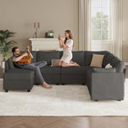Modular Sectional Sofa Couches, Large Convertible Modular Couches With Storage, 7-Seater Sectional Sofa For Living Room, U Shaped Sectional Couch Sleeper Sofa With Chaise (DarkGrey, 7 Seats)