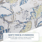HUIMO Living Room Chair Upholstered High Back Armchair Retro Printed Wingback Chair in Linen for Bedroom & Study Comfy Accent Sofa Chair Reading Chair Holds 300lbs (Navy Blue) (2, Blue Floral-2PCS)