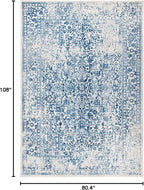 SAFAVIEH Evoke Collection 6'7" x 9' Ivory / Navy EVK256N Oriental Distressed Non-Shedding Living Room Bedroom Dining Home Office Area Rug